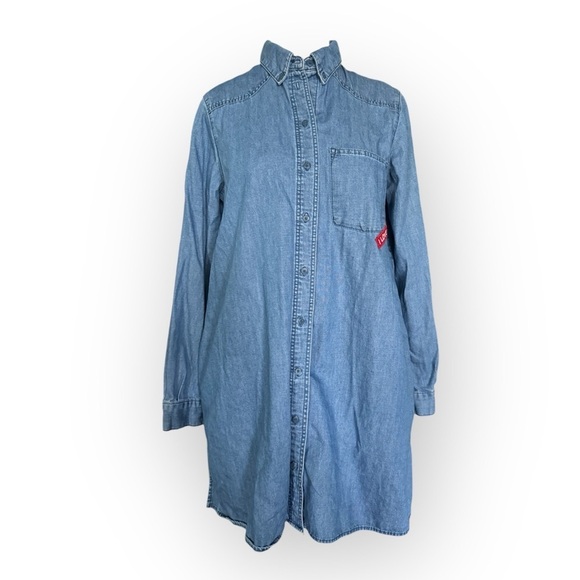 ZARA Basics Z975 Patch Oversized Denim Shirt S Western Chic Grunge Versatile - Picture 3 of 12
